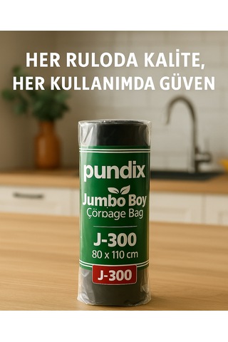 Pundix Pundıx J300 Çöp Poşeti 80x110 Cm Siyah 10 Lu Rulo 1 Koli 20 Rulo Dayanıklı, Sızdırmaz Ve Geniş Hacimli Çöp Torbası