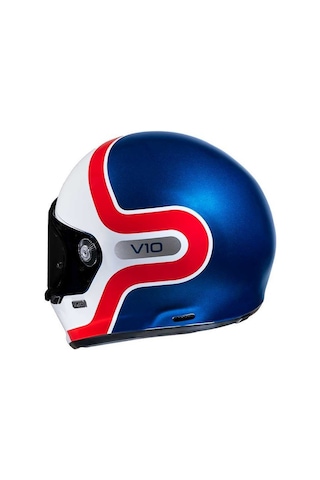 HJC V10 Grape MC21 Kapalı Motosiklet Kaskı Beyaz - Kırmızı - Mavi