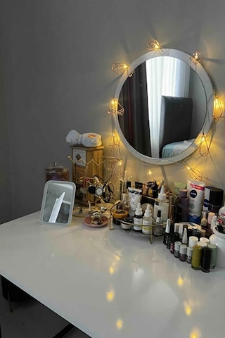60 Cm Çap Banyo & Makyaj Aynası Yuvarlak Antre Hol Koridor Duvar Salon Mutfak Ofis Dekoratif Ayna - Beyaz Beyaz