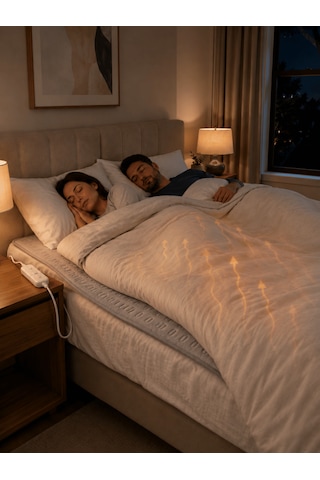 Beylini Omak Çift Kişilik Elektrikli Battaniye Tam Güvenlikli Dayanıklı Çift Kademeli Termostatlı Elektrikli Yatak Isıtıcı 120x150 Cm Beyaz
