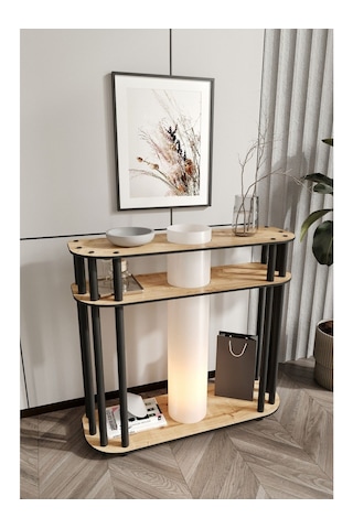 Ravilo Cruise Dresuar Dekoratif Raflı Lambader Meşe