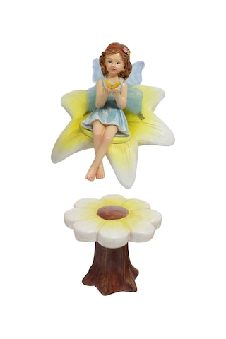 Homyl 3x Çiçek Peri Heykeli Reçine Heykelcik Bahçe Dekorasyon