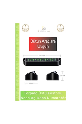 Fosforlunumaratör Araç İçi Mıknatıslı Telefon Numarası Yazma Paneli Şık Fosforlu Neon Aç Kapa Numar