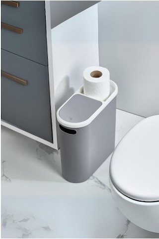 Gri Kapaklı Wc Kağıtlıklı Çöp Kovası & Ofis Çöp Kovası 10 Lt Diğer