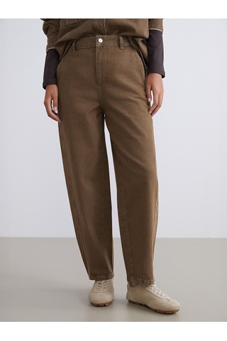 Lcw Modest Kahverengi Mom Fit Kadın Jean Pantolon