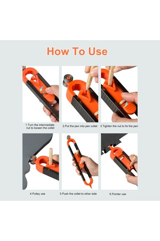 Neevoyu Ahşap İçin Kilitlebilir Kontur Ölçer - Düzensiz Eğim Ve Profil Alıcı - Abs+metal Malzeme