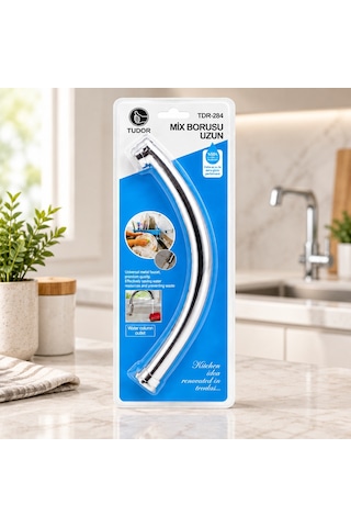 Uzun Mix Batarya Borusu Evye Ve Lavabo - Krom Süzgeçli Uç Çok Renkli