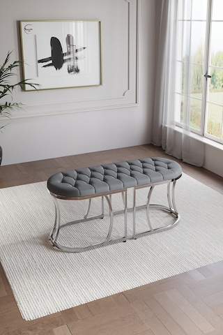 Selenit Lüks Puf Bench Bank 45 110 Gümüş Gri