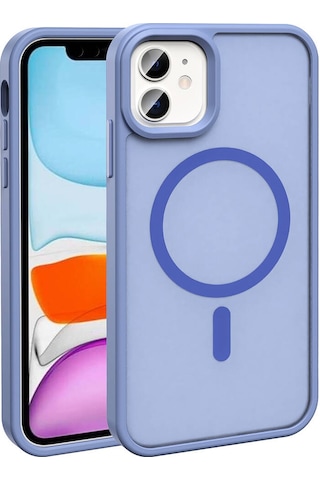 Apple Uyumlu iPhone 12 Pro Kılıf M-safe Şarj Özellikli Mat Arka Yüzey Zore Sio Kapak Lila