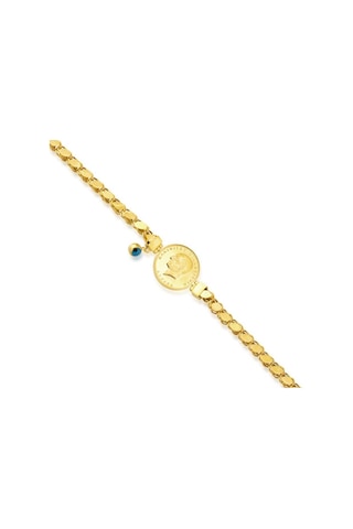 Ata Yarımlı Gözlü Altın Bileklik Pullu Zincir