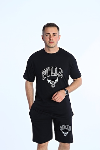 Bulls Baskılı Şort Takım Siyah Siyah