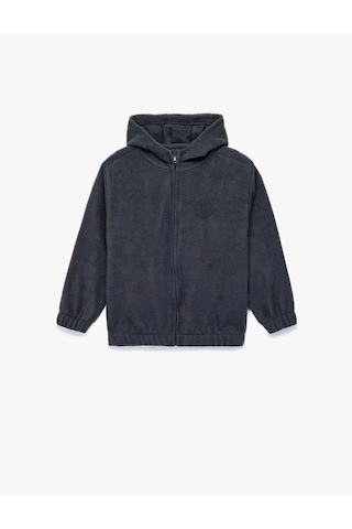 Koton Fermuarlı Kapşonlu Polar Lacivert Erkek Çocuk Sweatshirt 6wkb10135tk Lacivert