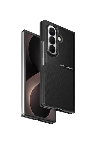 Samsung Galaxy Uyumlu Z Fold 8 Ultra Kılıf High Pu Deri Hdd Hbc-482 Siachen Case Siyah