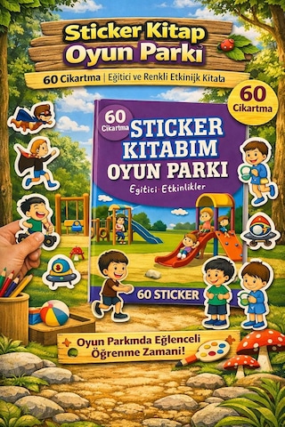 Sticker Kitabım Oyun Parkı 60 Renkli Çıkartmalı Eğitici Aktivite Kitabı Çocuklar İçin Eğlenceli