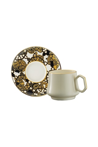 Sandro Moreno 1453 Burçlar Geometrik Gold 12 Parça 6 Kişilik Kahve Fincan Takımı 90 Ml Renkli