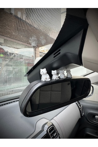 4 Parça Sevimli Kedi Ailesi Dikiz Aynası Süsü - Kedi Ayna Süsü Araba Süsü Torpido Süsü Oto Aksesuar