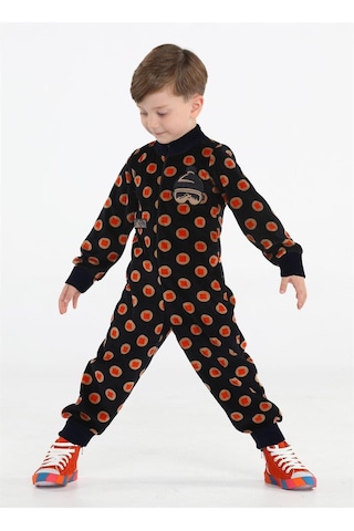 Casabony Kadife Unisex Çocuk Uzay Tulum-laci - Desenli Lacivert