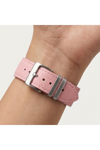 Goldoni Apple Watch Uyumlu Pembe İnce Gerçek Deri Kordonu Metal Köprülü