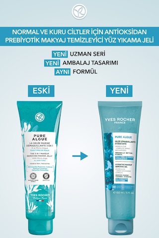 Yves Rocher Yüz Yıkama/makyaj Temizleme Jeli-normal Ve Kuru Cilt-pure Algue Nemlendirici Botanik Kompleks 150ml