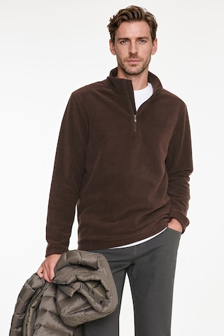 Ac&Co / Altınyıldız Classics Erkek Kahverengı Anti-pilling Tüylenme Yapmayan Standart Fit Dik Yaka Polar Sweatshirt Kahverengi