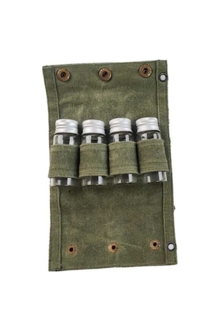 Pazly Kamp Baharat Kutusu Seti - Cam Kavanozlar, Koyu Yeşil Renk Koyu Yeşil