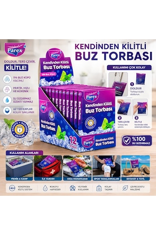 Parex-613268 Buz Torbası 7 Adet Kendinden Kilitli - 24'li Paket Diğer