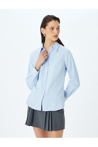 Koton Uzun Kollu Slim Fit Klasik Poplin Gömlek Mavi 5sak60043uw Mavi