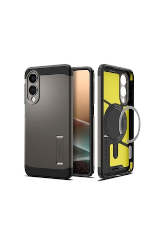 Spigen Samsung Galaxy S25 Edge İle Uyumlu Kılıf Tough Armor Aı Magfit Özellikli Kickstand Gun Metal