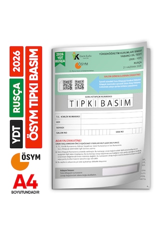 2026 Yks Ydt Rusça Ösym Tıpkı Basım Çıkmış Soru Deneme Kitapçığı Türkiye Geneli