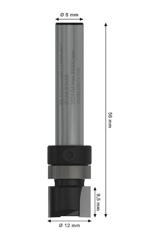 Bosch Pro 12.7x9.5 Mm Üst Rulmanlı Gömme Trim Freze Ucu 2608629676