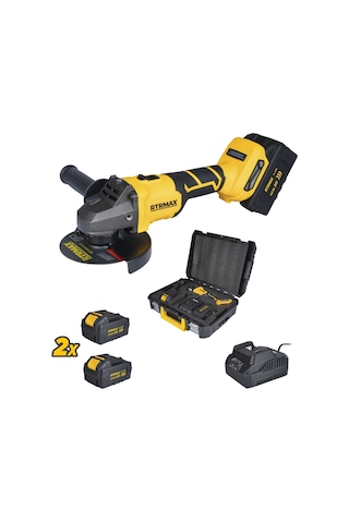 Rtrmax RTS5050 Şarjlı Avuç Taşlama Makinası Kömürsüz 125mm 8.500 Rpm 2x4 Ah 20V Çift Akü S-Lion