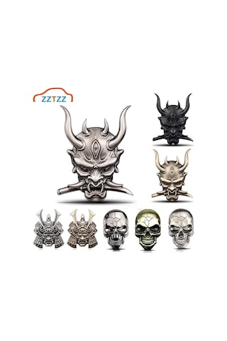 Stil - 7-3d Araba Sticker Premium Savaşçı Metal Araba Yan Çamurluk Arka Bagaj Kafatası Amblem Rozet Herhangi Bir Araç