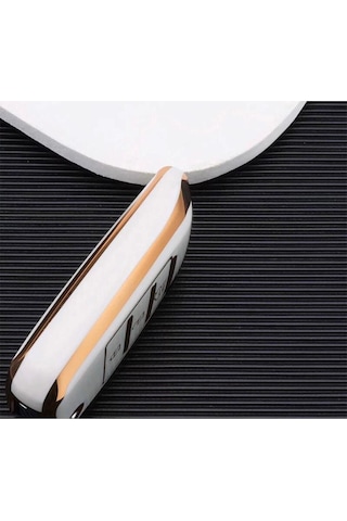 Lüx Kia Sorento Sportage Picanto Uyumlu Cerato Soul Rio Ceed 3 Buton Anahtar Kılıfı Beyaz Gold Renk