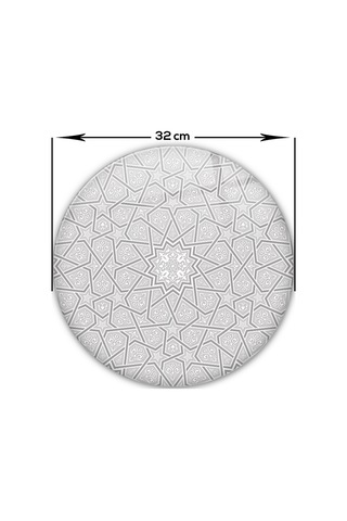 Selçuklu Motifi Desenli Cam Kesme Tahtası Çap32cm