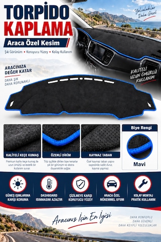 Trobus Subaru Forester 2002-2008 3d Torpido Koruma Kılıfı - Mavi Biye