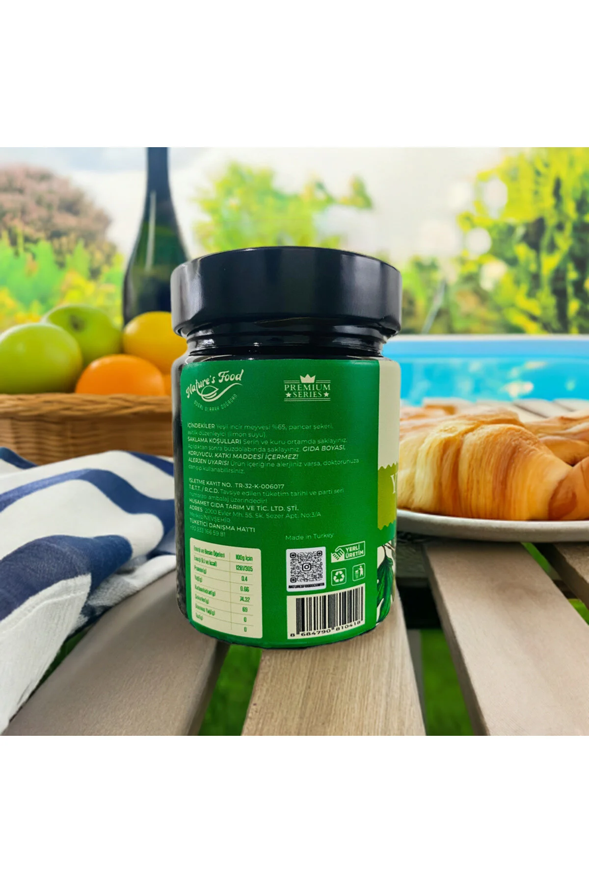 Yeşi İncir Reçeli 400gr %65 Yeşil İncir, Pancar Şekeri, Limon Suyu Koruyucu Katkı İçermez