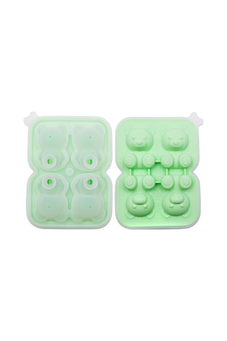 4'lü Ayıcıklı Silikon Buz Kalıbı Ev & Kafe İçin Yeşil