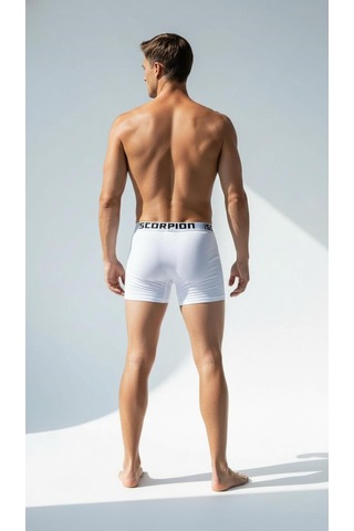 Erkek 6 Lı Boxer Seti Beyaz Renk Esnek Bel Lastikli Beyaz