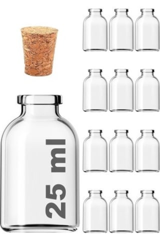 100 Adet Mantar Tıpalı Cam Şişe 25 Cc