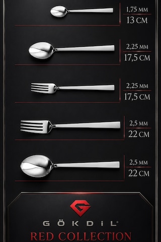 Asya Red Collection 30 Parça 6 Kişilik Sade Çatal & Kaşık Takımı