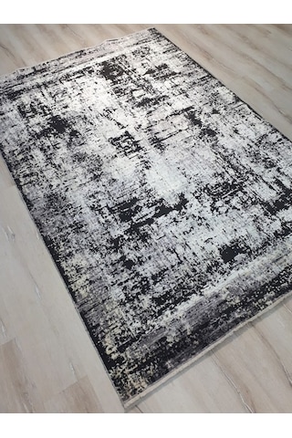 Tuğra Halı Rustic 1076 Siyah Gri 160X230 Cm Saçaklı Salon Halısı