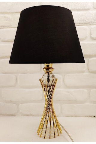 Gold Kaplama Burgu Metal Ayaklı Kristal Cam Toplu Siyah Kumaş Ş Altın - Siyah