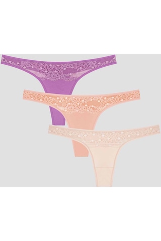 Joyful Spring Dantel Detaylı 3lü Tanga Külot Çok Renkli