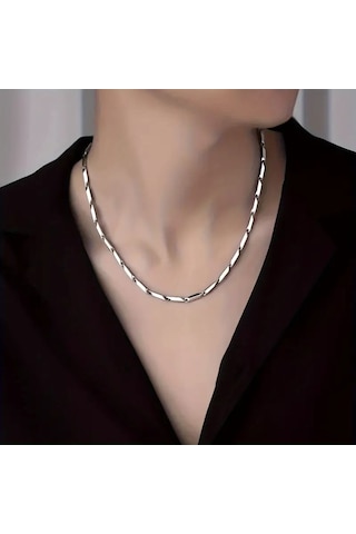 Silver Küp Model Unisex Yüksek Kalite Çelik Kolye&bileklik Silver
