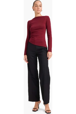 Defacto Slim Fit Dar Kesim Kayık Yaka Ribana Uzun Kollu Tişört G1581ax25aubr115 Bordo