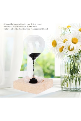 Konesam Ahşap Tabanlı Manyetik Cam Kumu Saati - Mıknatıs Etkisiyle Güzel Şekiller Oluşturan Ofis Ve Ev Dekorasyon Aleti