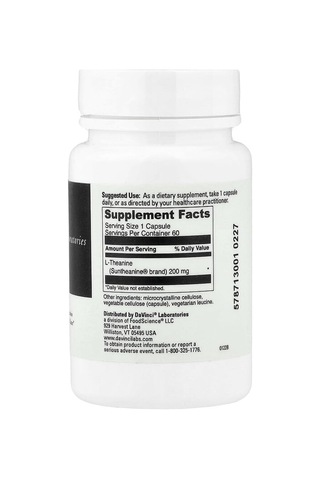 Davinci Laboratories, L-theanine, 200 Mg, 60 Capsules