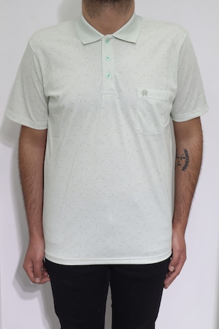 Santa Dmctekstil Erkek Desenli Klasik Kesim Rahat Kalıp Tek Cepli Polo Yaka Düğmeli T-shirt Yeşil