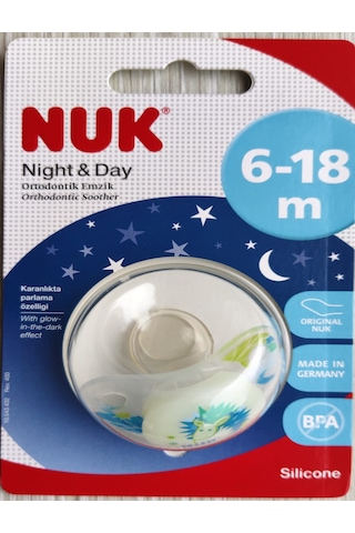Nuk Night & Day Ortodontik Silikon Emzik 6-18 Ay İkili / Mavi Açık Mavi