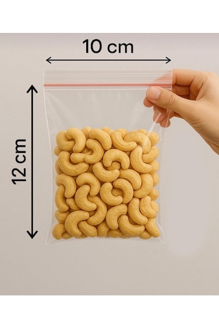 10x12cm 100'lü Buzdolabı Kilitli Torba Poşet Dondurucu İkramlık Çerez Davet Kına Hediyelik Poşeti